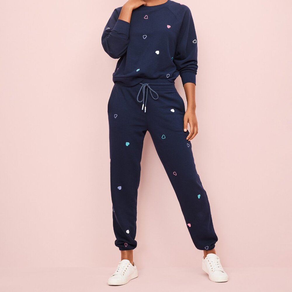 Lou & Grey Heart Cozy Cotton Terry Joggers Deep Space Blue XS Petite
